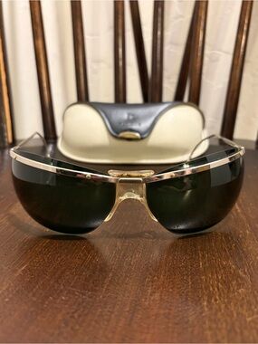 Renauld Sol Armor Sunglasses Silver Iconic Elvis Style Vintage With Case/Papers